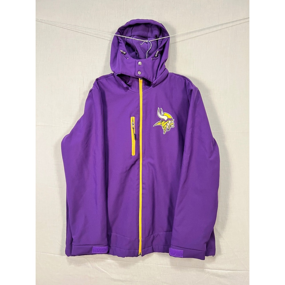 NFL Minnesota Vikings Mens XL Purple Softshell Fleece Lined Hooded Jacket